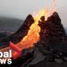 vídeo del volcán grabado con un dron en Islandia